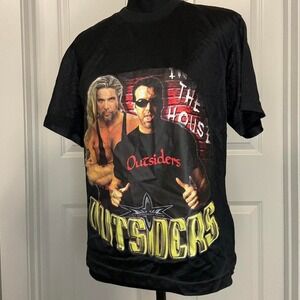 Vintage WCW Outsiders Wrestling Mesh T Shirt Kevin Nash Scott Hall Tee - Size M